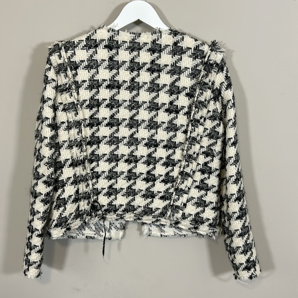 IRO Hope Houndstooth Blazer Wool Blend Lined Long Sleeve Jacket Black White US 8 - Picture 7 of 15
